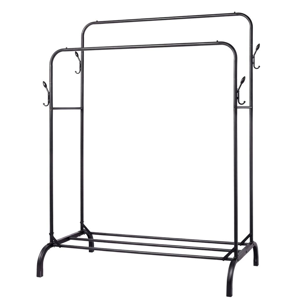 Heavy Duty Garment Rack Black Steel 118x54x145cm