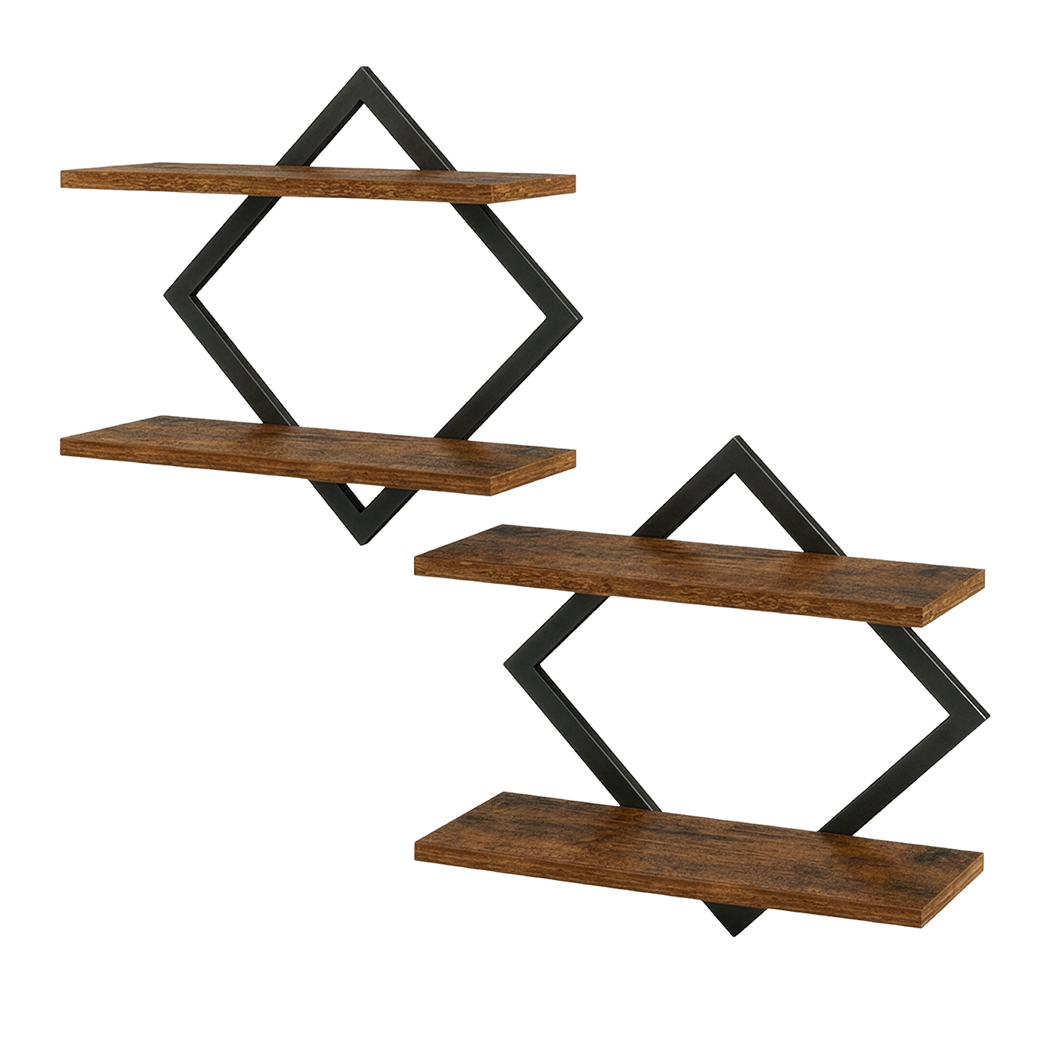Floating Wall Shelf 2 Tier Industrial Bookshelf | Simpledeal