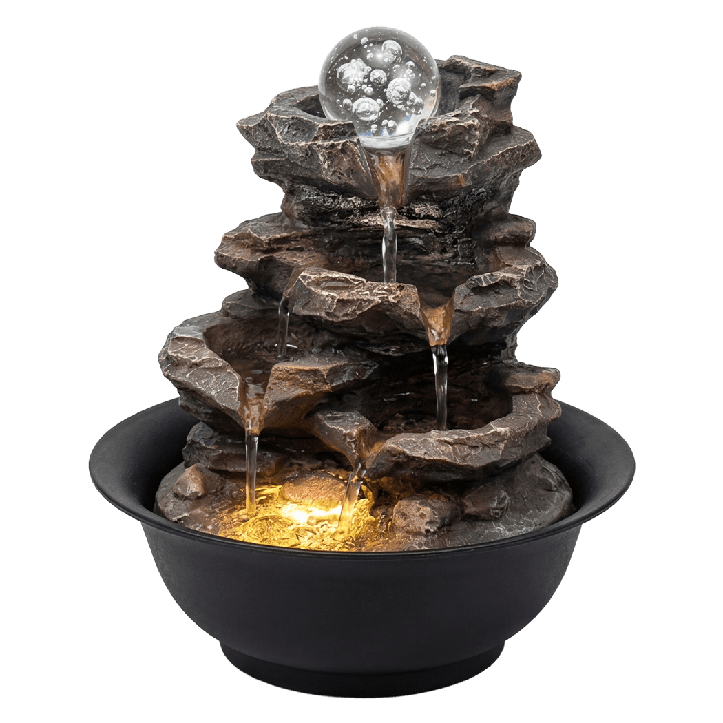 Indoor Water Fountain Brown Tabletop 21x21x24cm