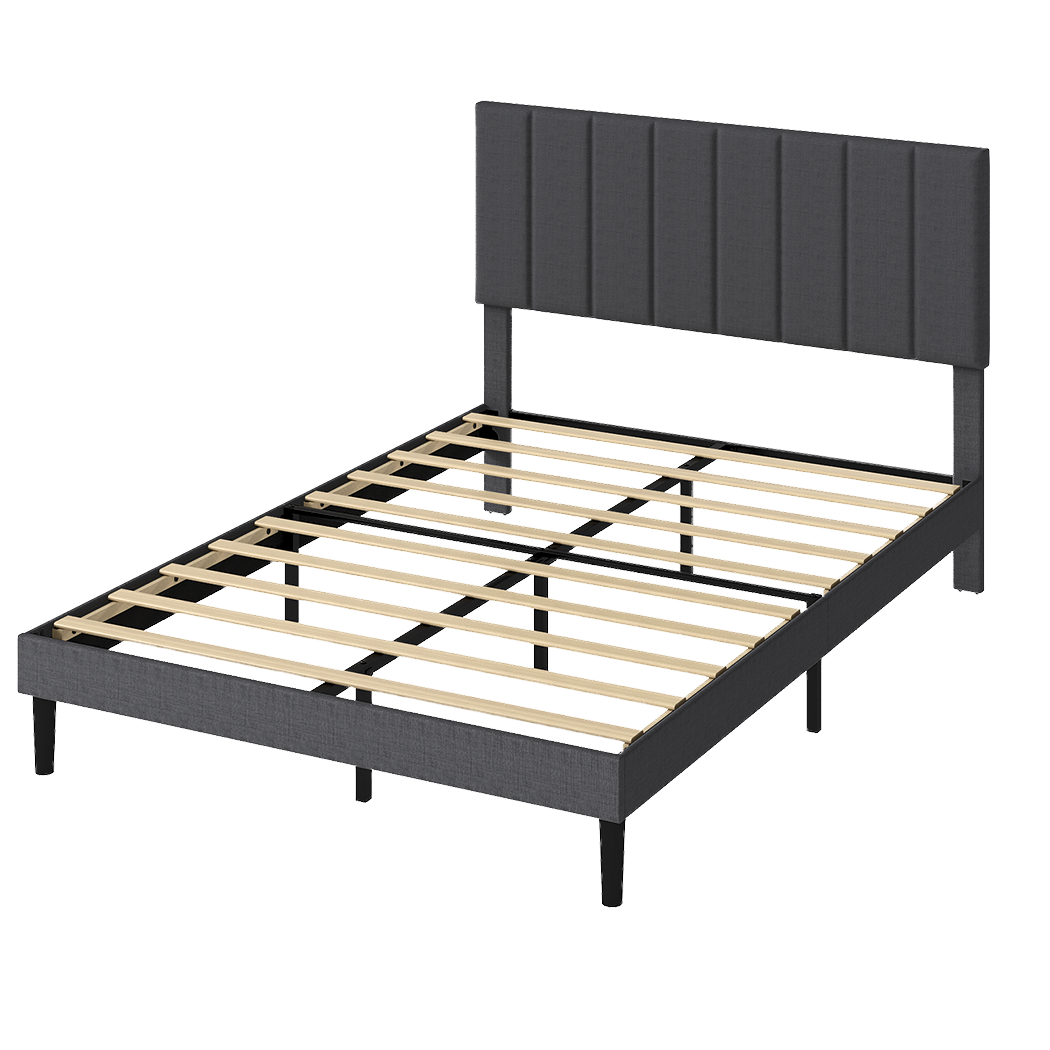 Double Bed Frame Upholstered Grey 193.5x140x103cm