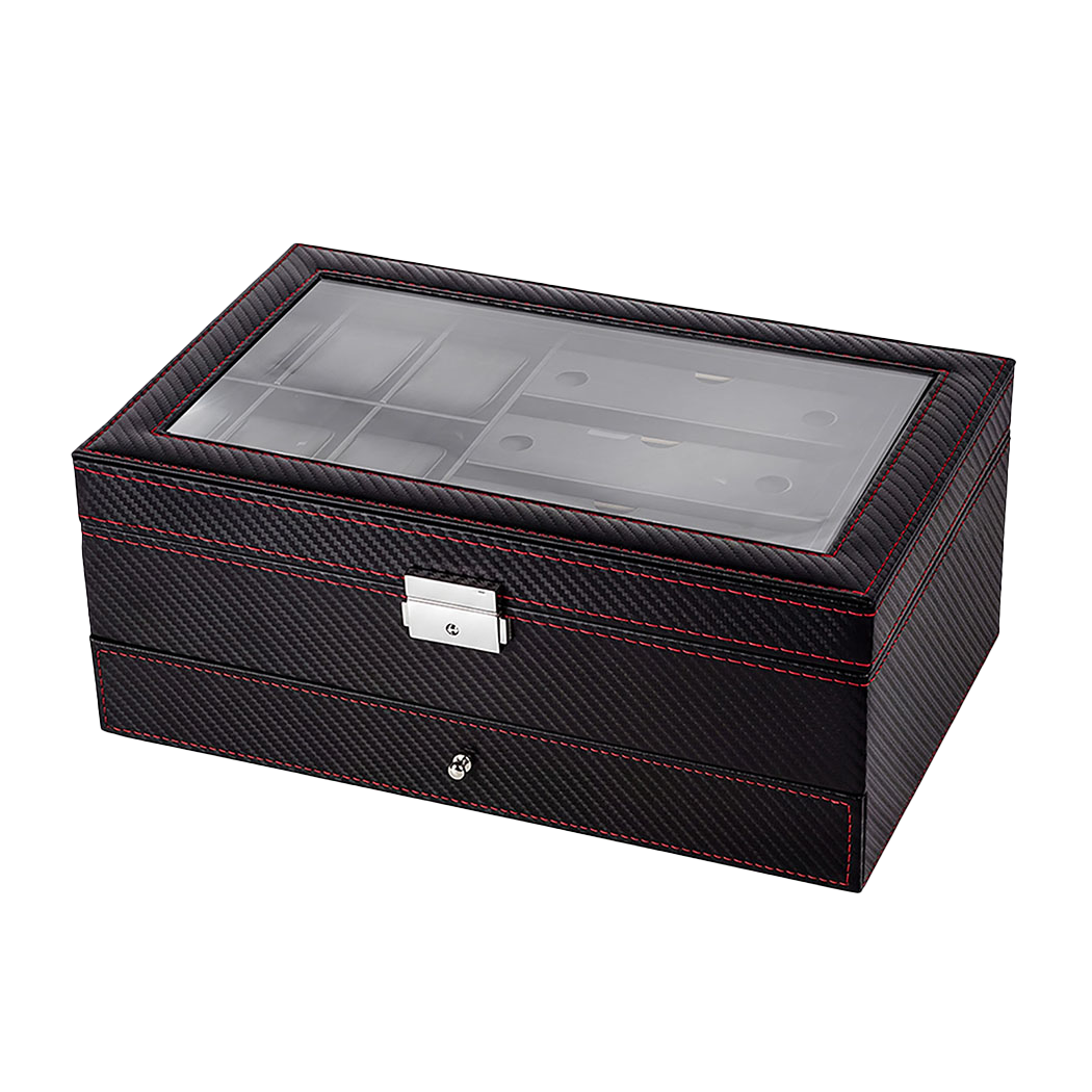 Watch Box 6 Slot Leather Case 33x20x13cm