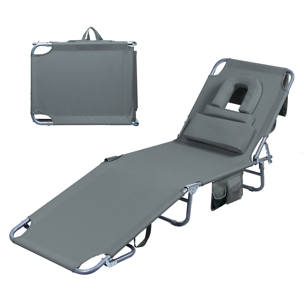 Foldable Beach Lounge Chair Grey 22x0.8cm