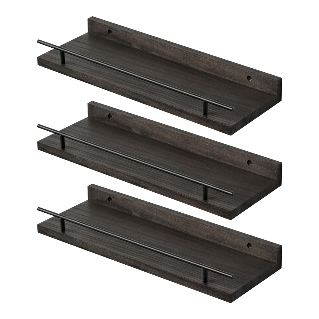 Floating Wall Shelves Set 3 Paulownia Wood | Simpledeals