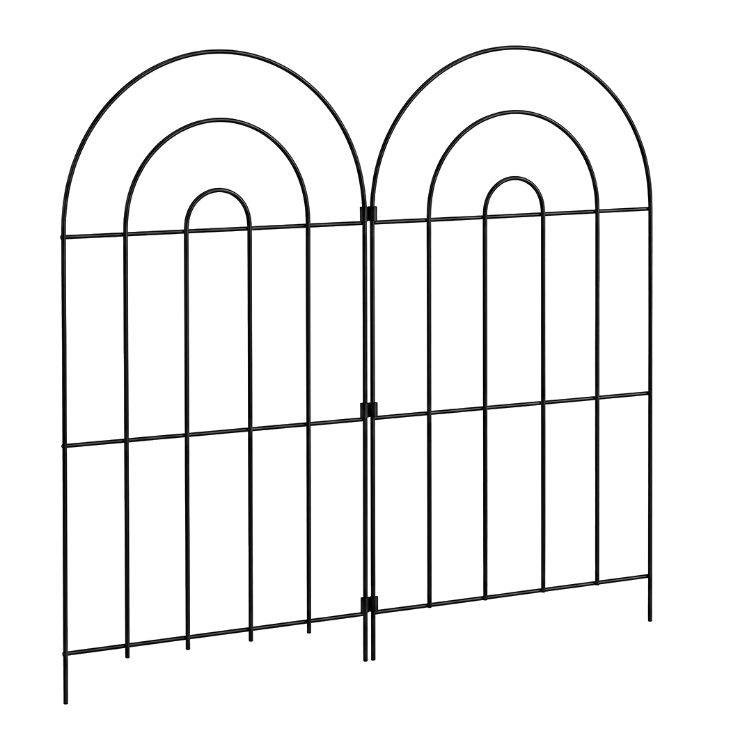 Garden Fence Black Steel 60x33cm