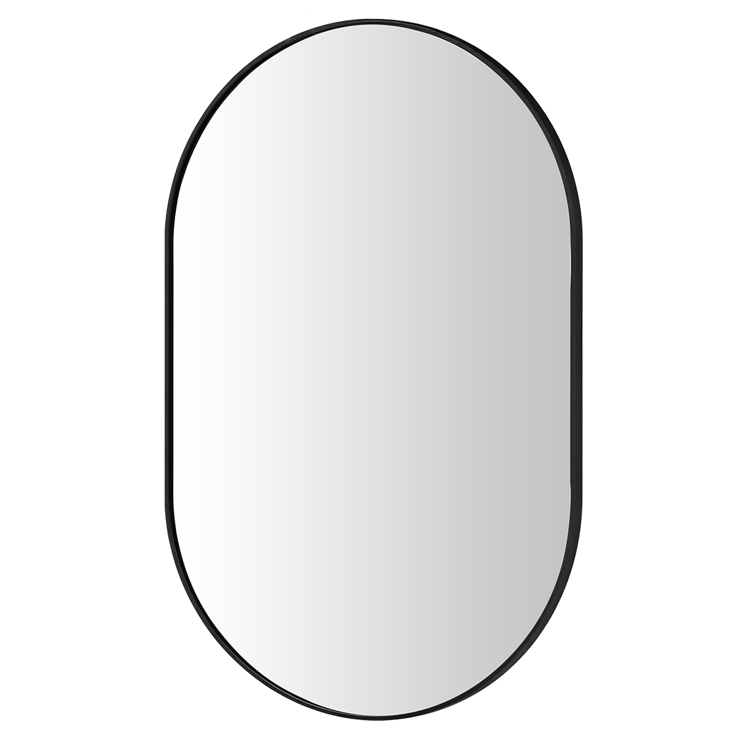Oval Wall Mirror Black Frame 70x50cm | Simpledeals