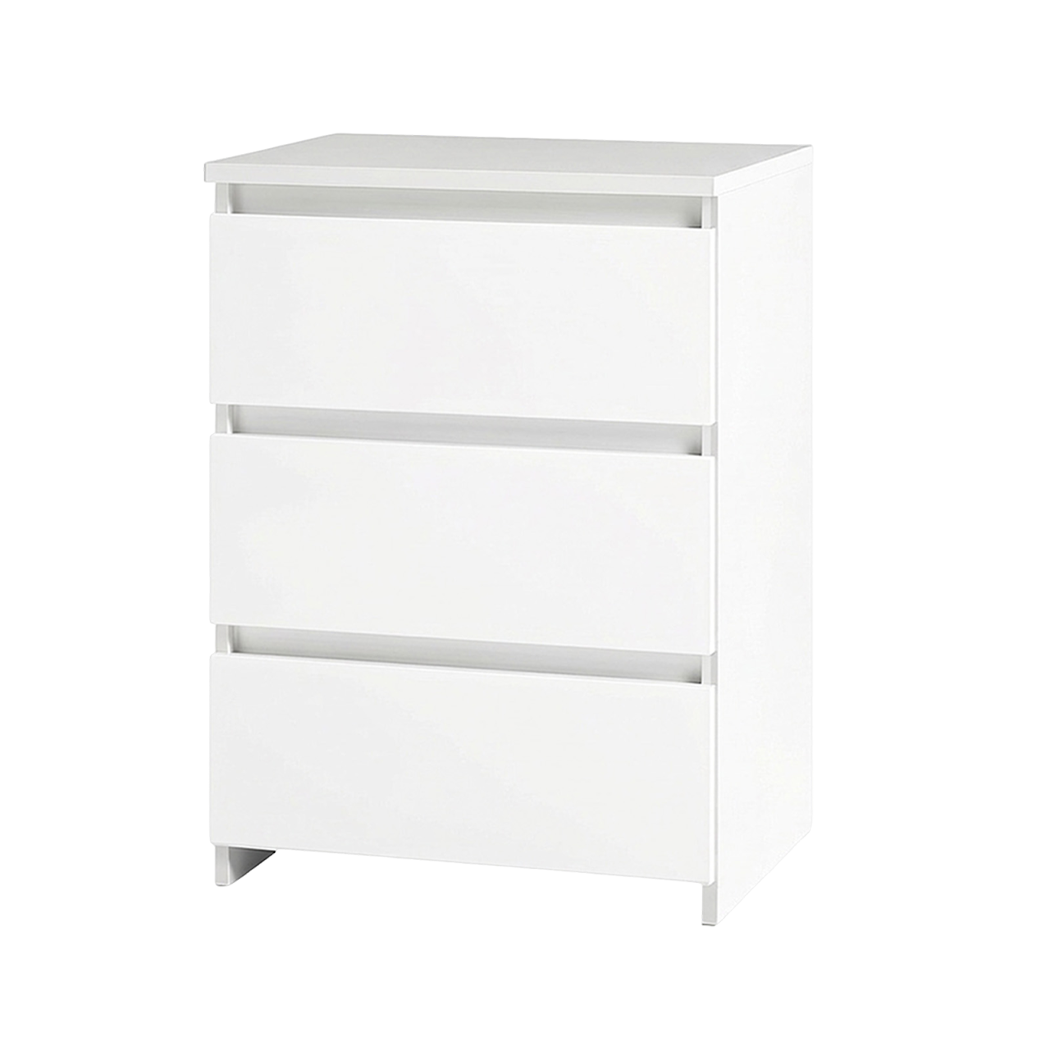 Bedside Table 3 Drawers White 45x35x61cm