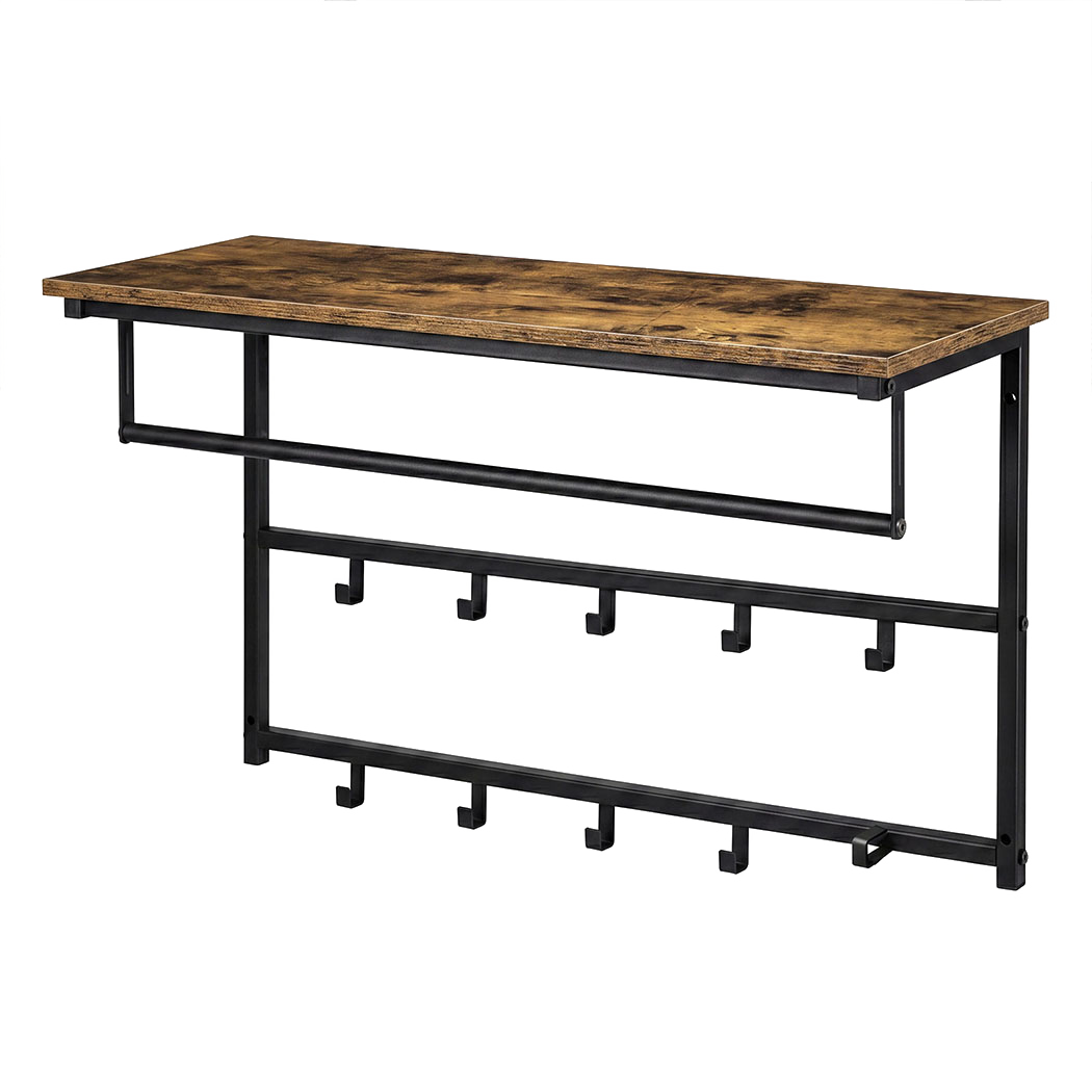 Floating Shelf Coat Rack Black 16x16cm