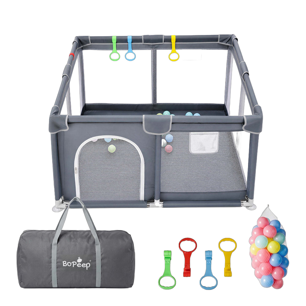 Large Baby Playpen Grey Mesh 150x180cm