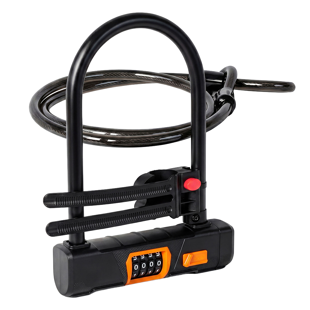 4-Digit Bike D Lock Security Cable Anti-Theft | Simpledeals