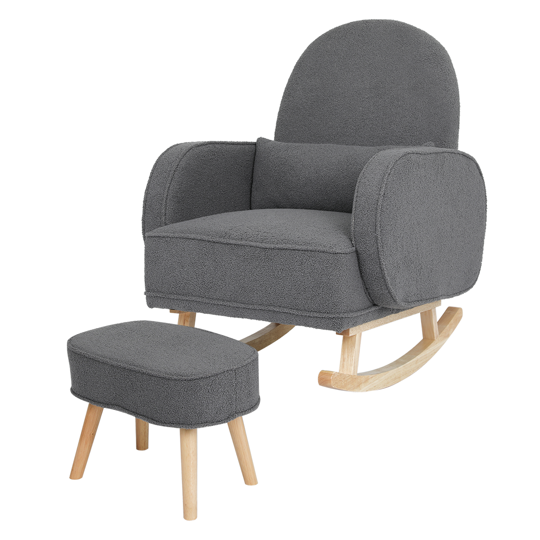 Elegant Fleece Rocking Chair with footstool  Space-Saving Design - id15&16 - photo 9