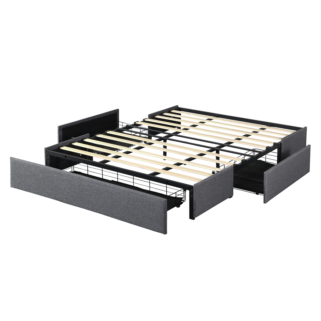 King Size Fabric Bed Frame Storage 206x188x30cm