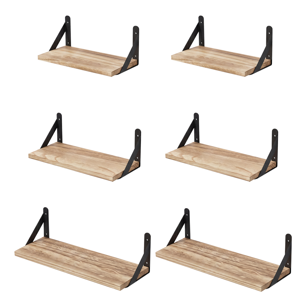 Floating Wall Shelves Set of 6 Paulownia Wood | Simpledeals