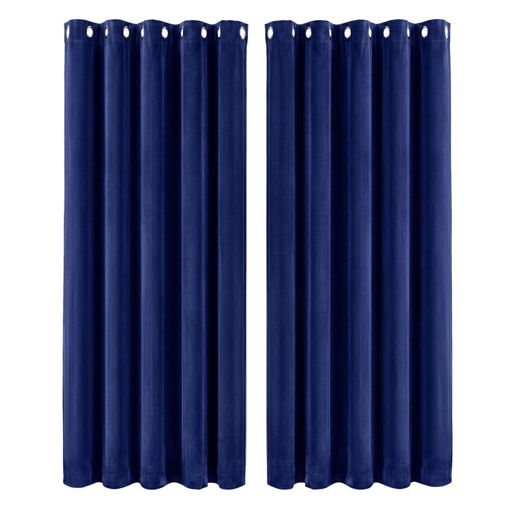 Blue Velvet Blackout Curtains 2 Panels Eyelet | Simpledeals