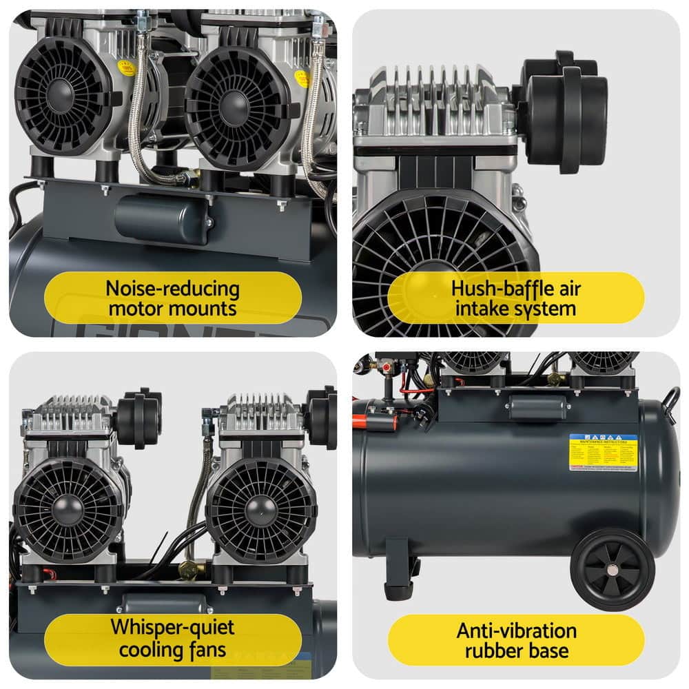 50L Air Compressor Quiet 3.0Hp Oil-Free Portable Tyre Inflator