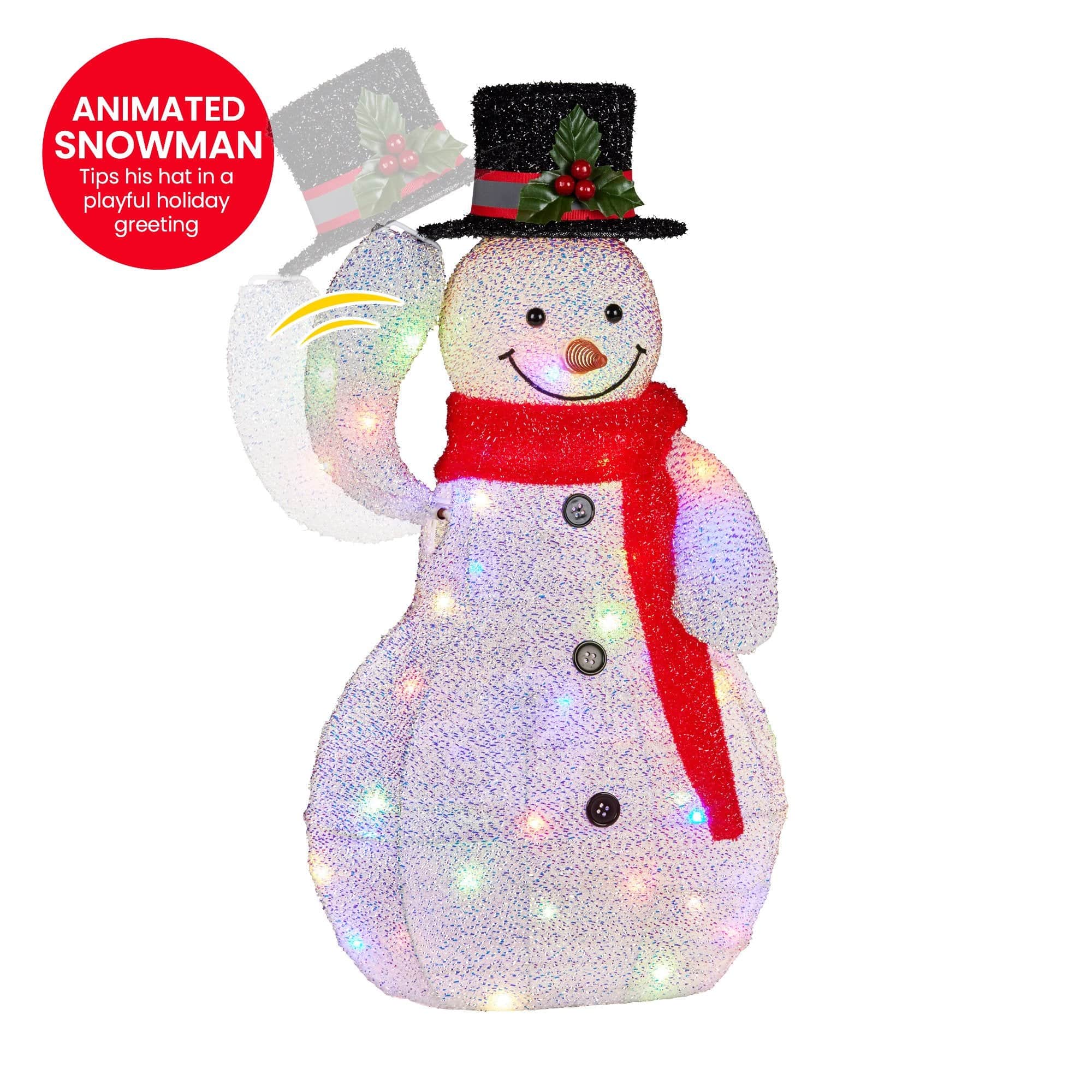 51cm Animated Snowman Christmas Display Multi Colour LED Lights Xmas Decoration, 51Cm