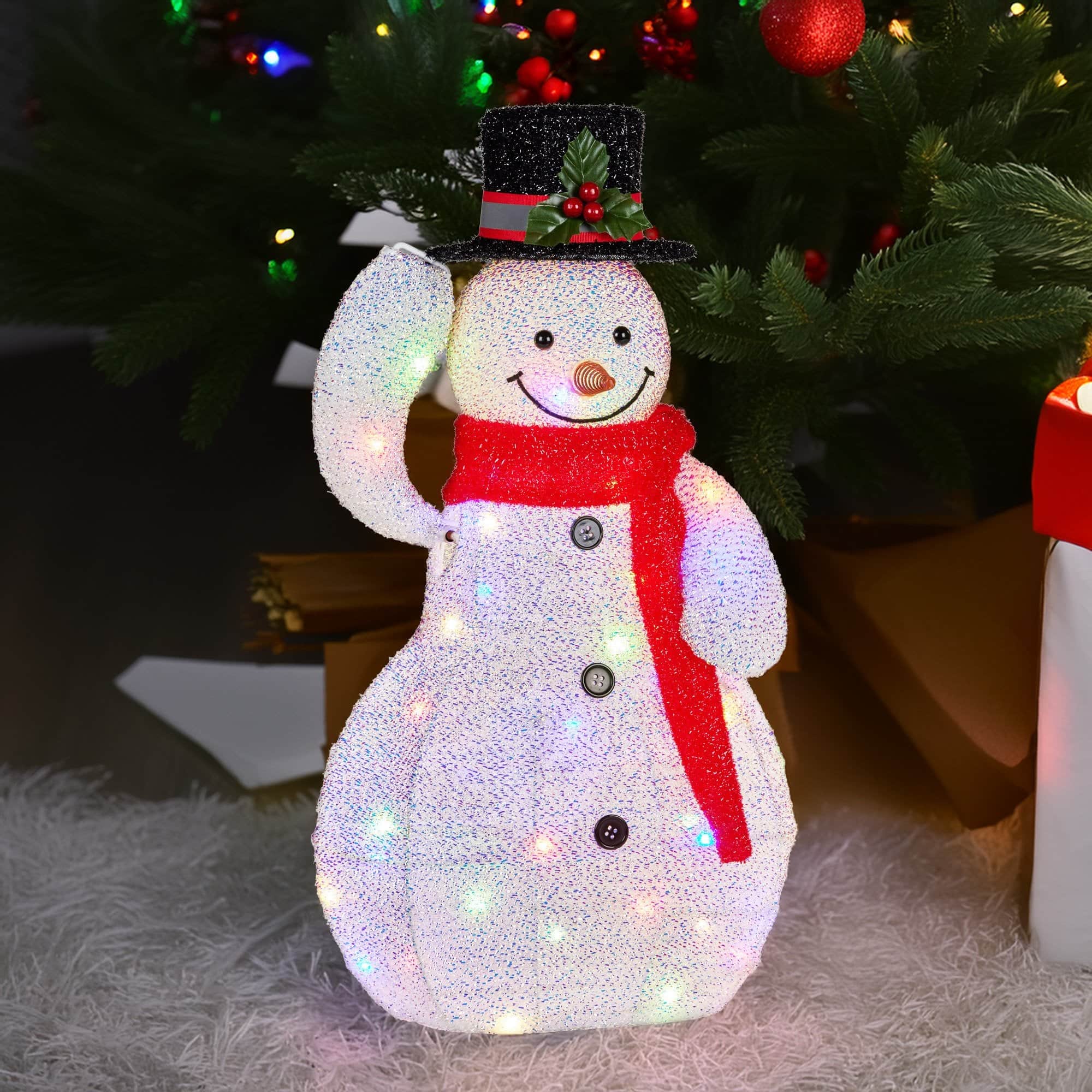 51cm Animated Snowman Christmas Display Multi Colour LED Lights Xmas Decoration