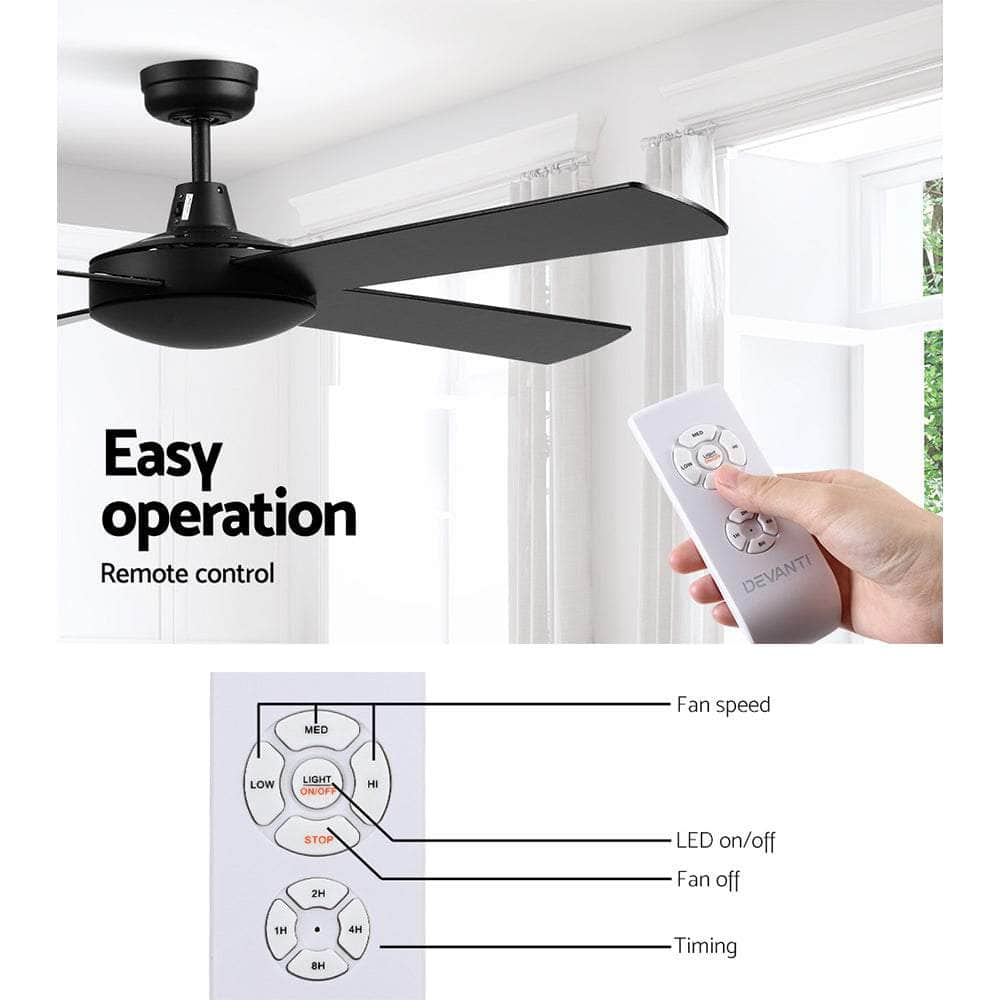 52'' Ceiling Fan W/Remote - Black