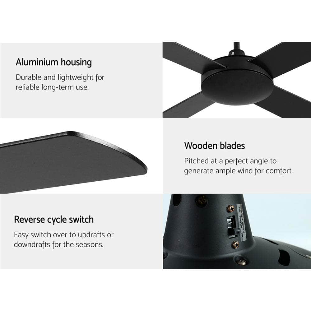 52'' Ceiling Fan W/Remote - Black