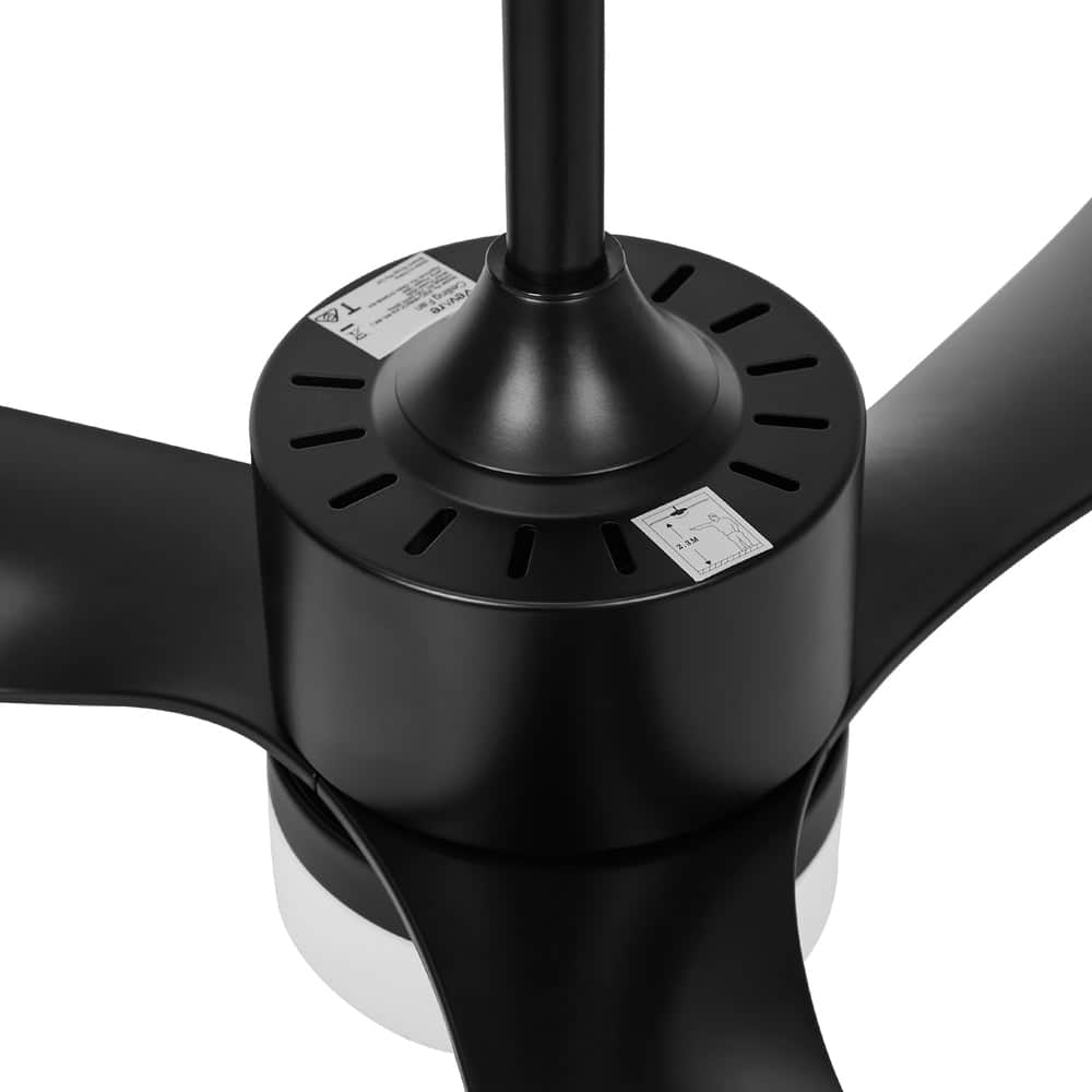 52" Ceiling Fan with LED Light 5-Speed Remote Control Black
