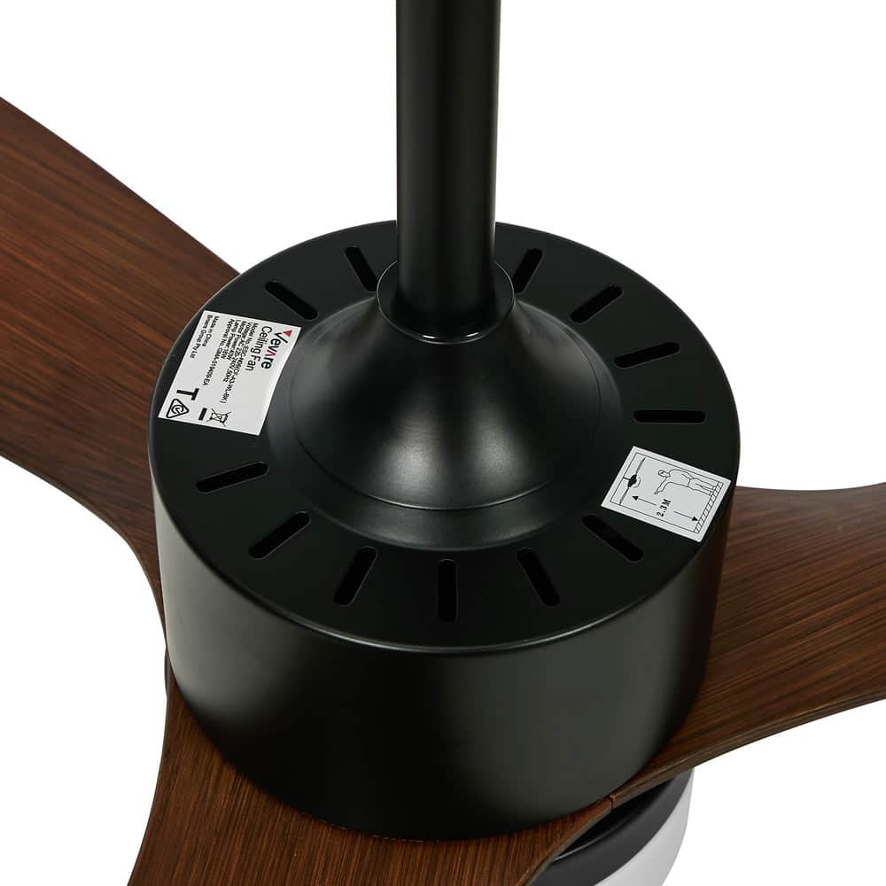 52" Ceiling Fan with LED Light Remote Control 5 Speed Modern Walnut