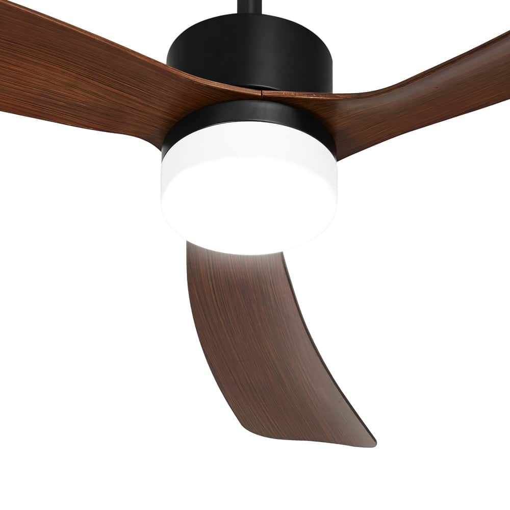 52" Ceiling Fan with LED Light Remote Control 5 Speed Modern Walnut