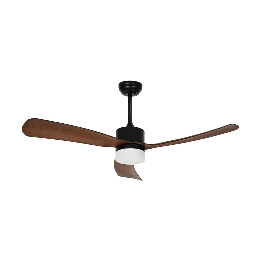 52" Ceiling Fan with LED Light Remote Control 5 Speed Modern Walnut