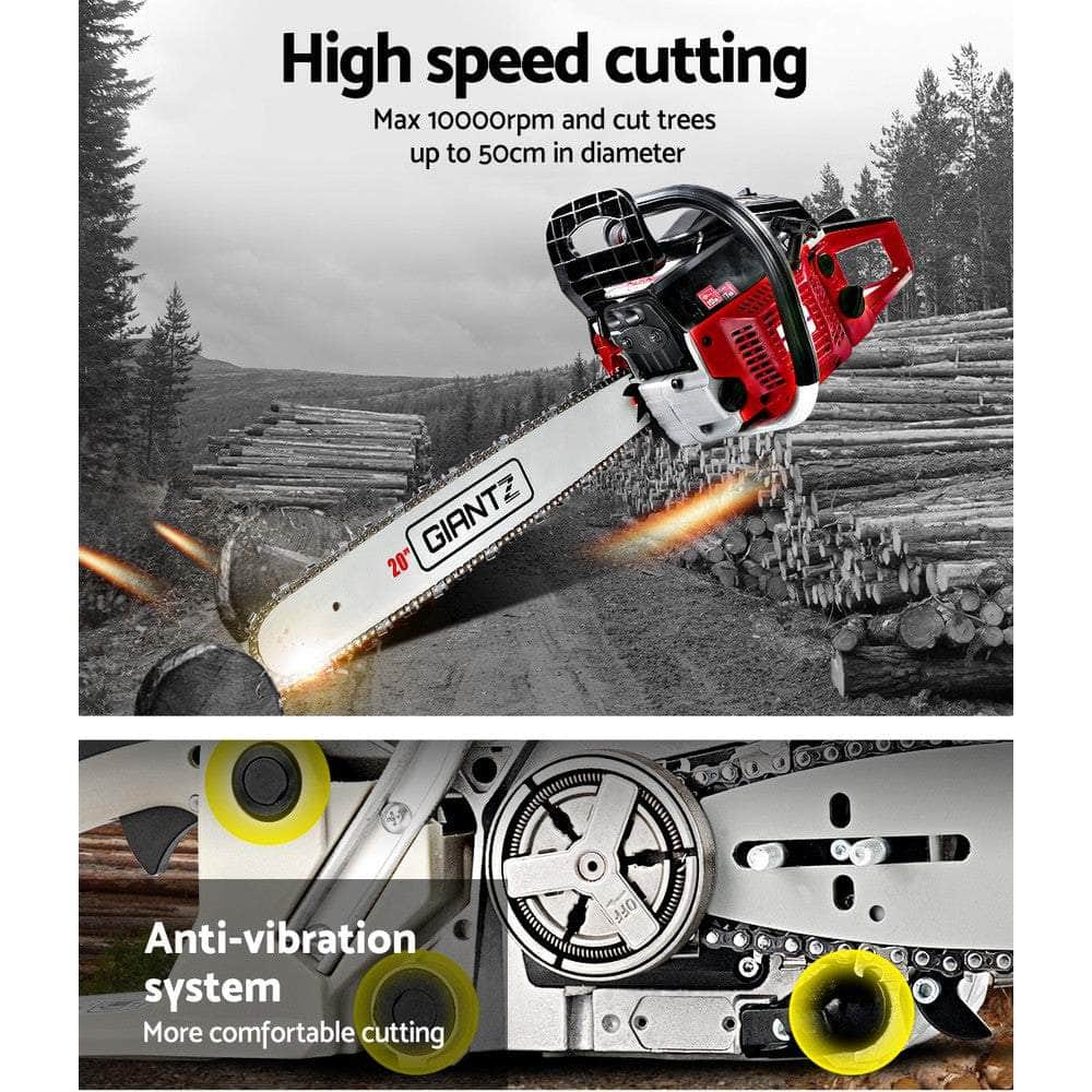 52CC Petrol Commercial Chainsaw Chain Saw Bar E-Start Black