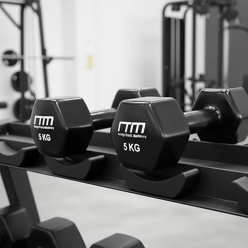 5Kg Dumbbells Pair Pvc Hand Weights Rubber Coated