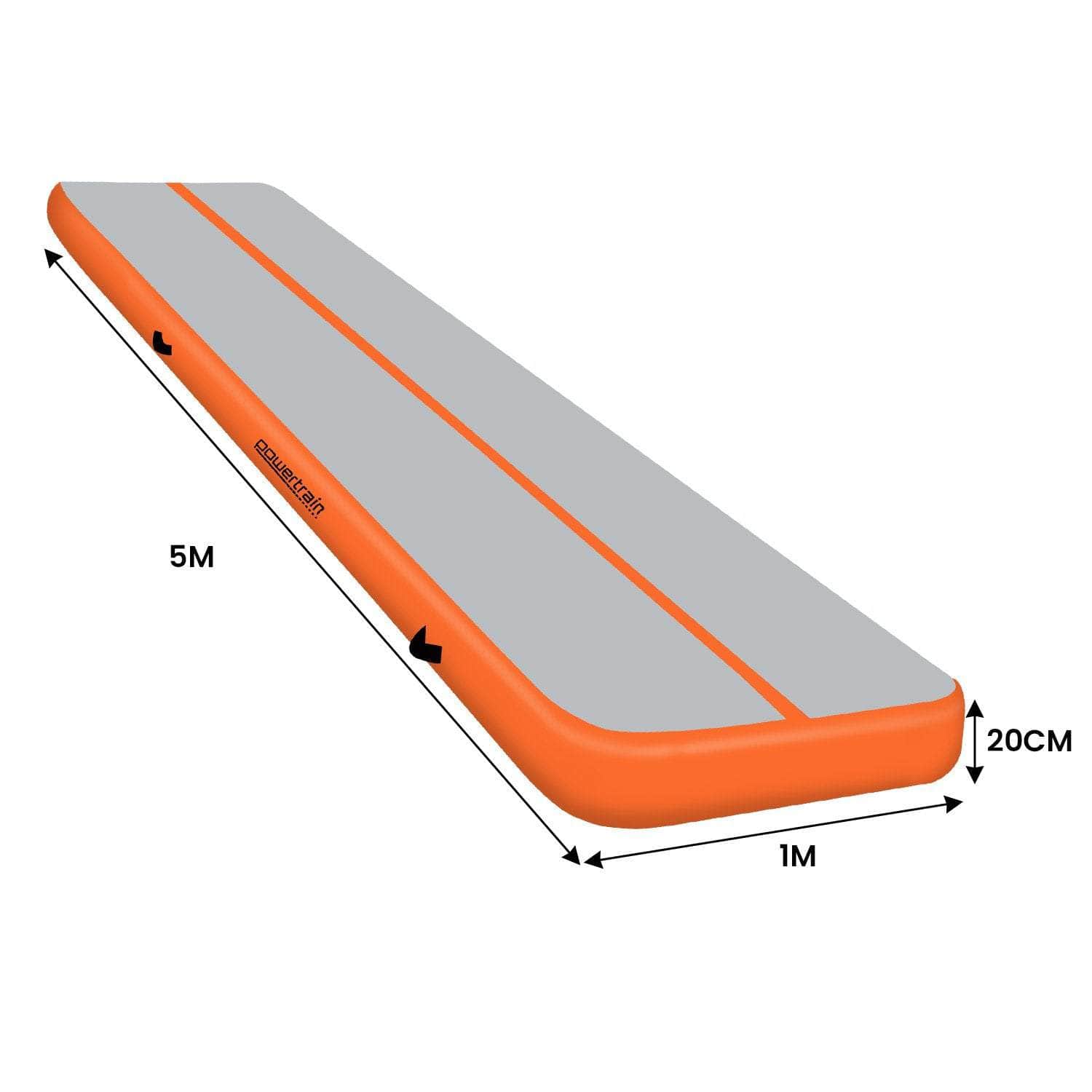 Airtrack - 5m x 1m Air Track Inflatable Gymnastics Mat - Orange Grey