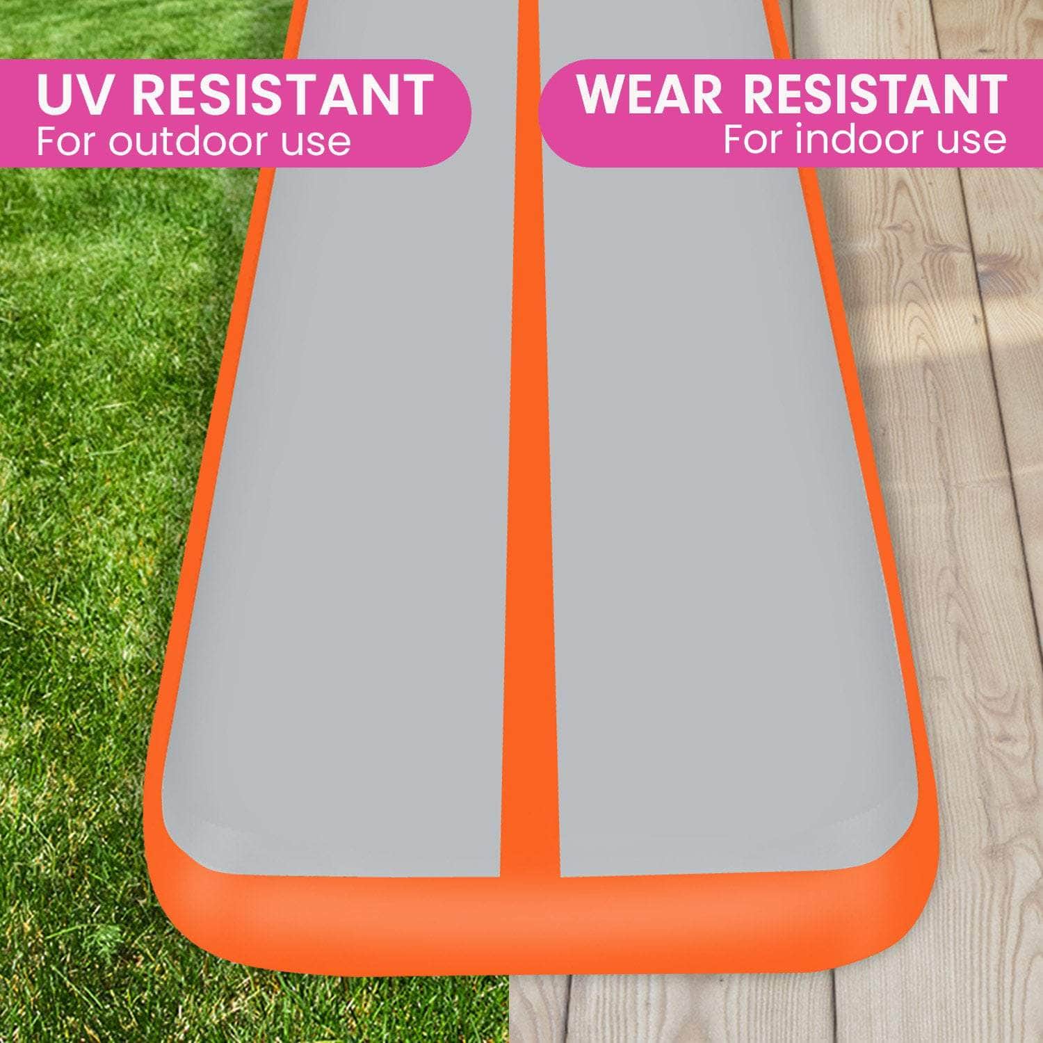 5m x 1m Air Track Inflatable Gymnastics Mat - Orange Grey, yoga
