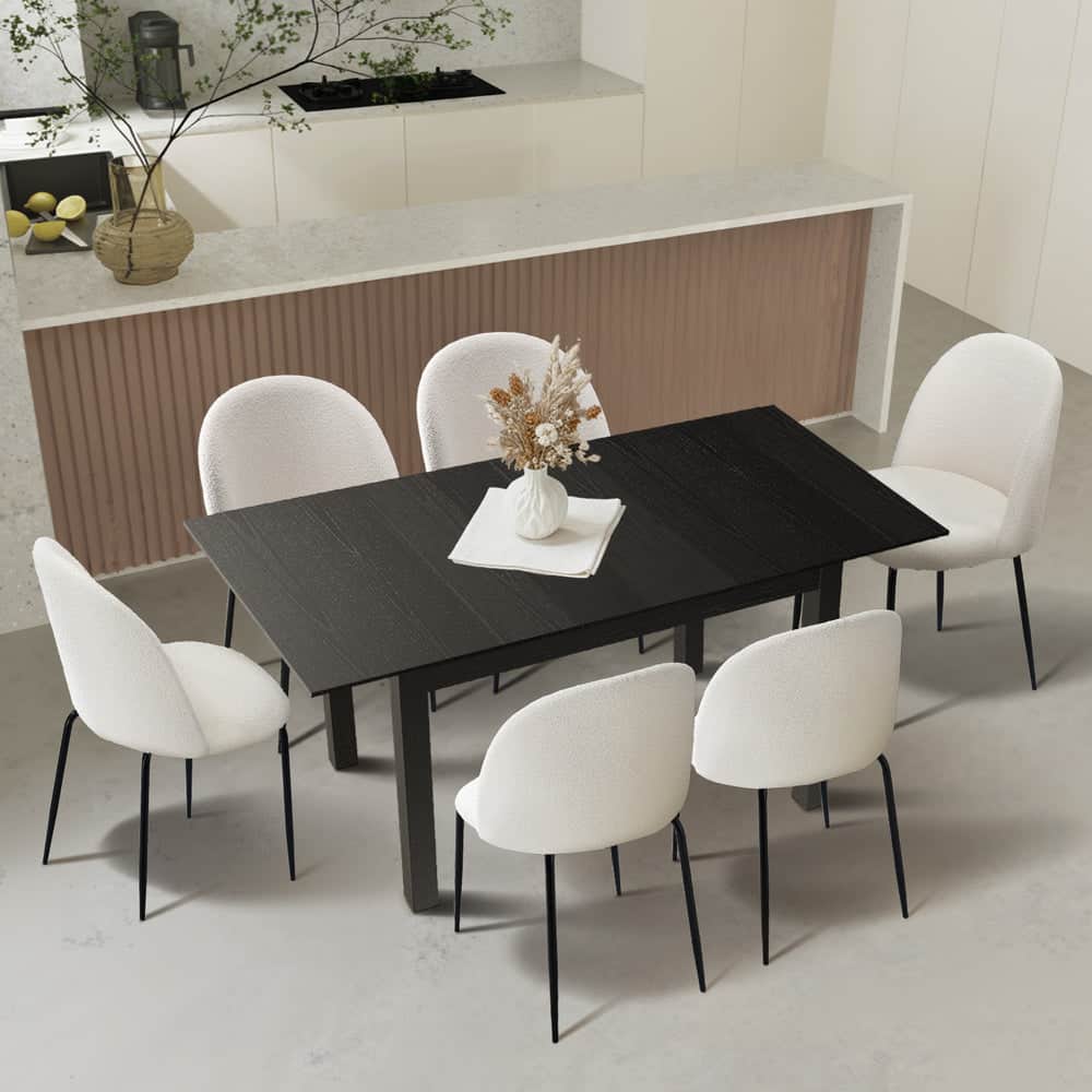 5PC & 7PC Modern Extendable Dining Table Set with Chairs Black & White