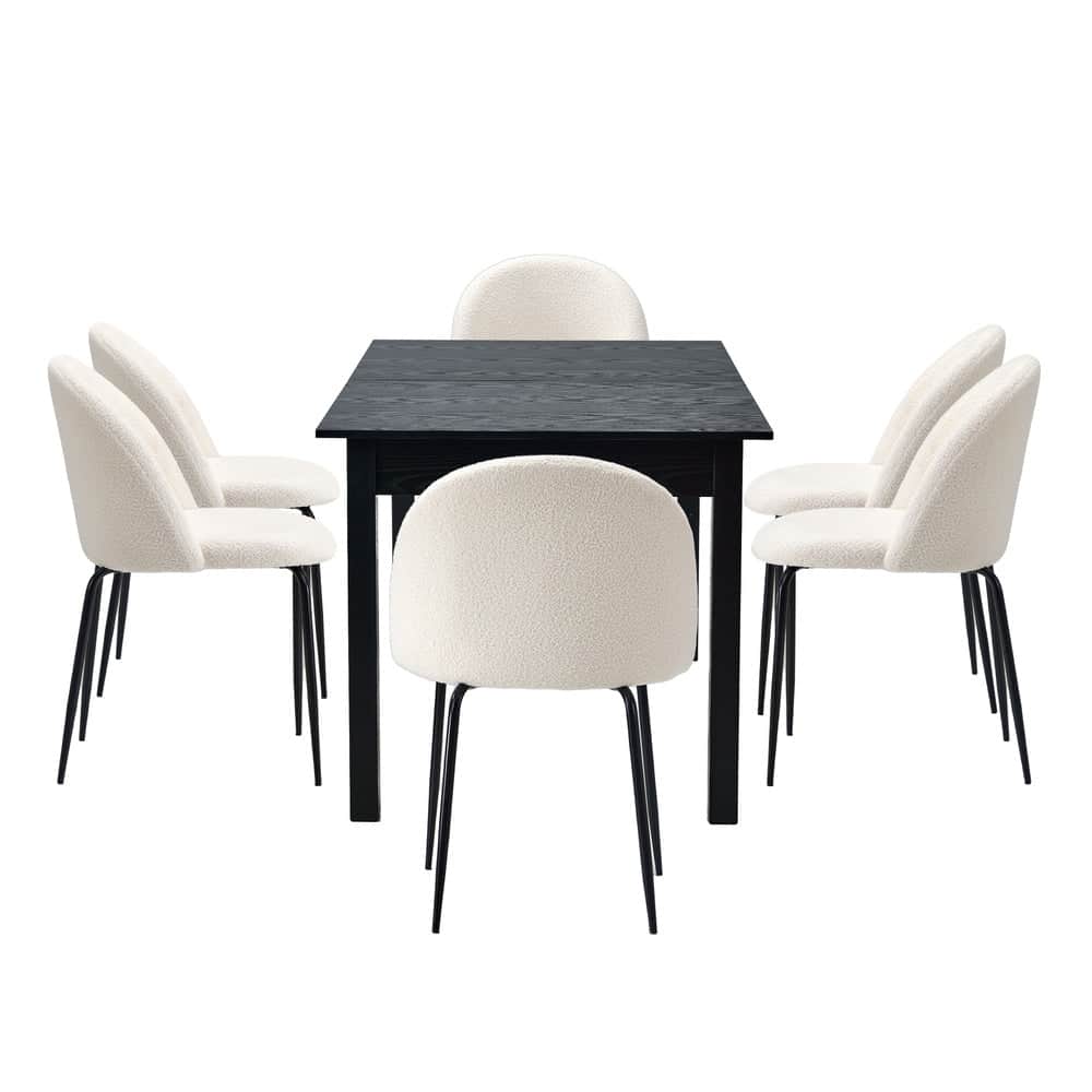 5PC & 7PC Modern Extendable Dining Table Set with Chairs Black & White