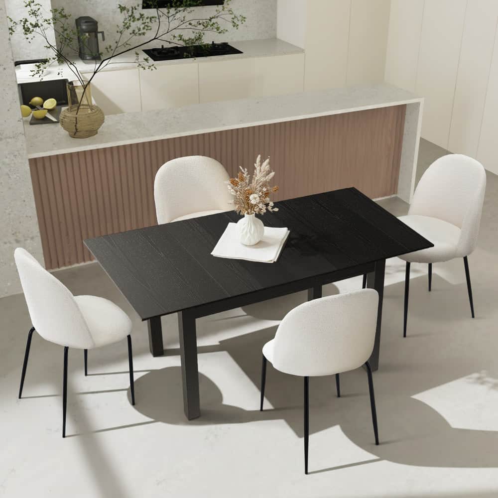 5PC & 7PC Modern Extendable Dining Table Set with Chairs Black & White