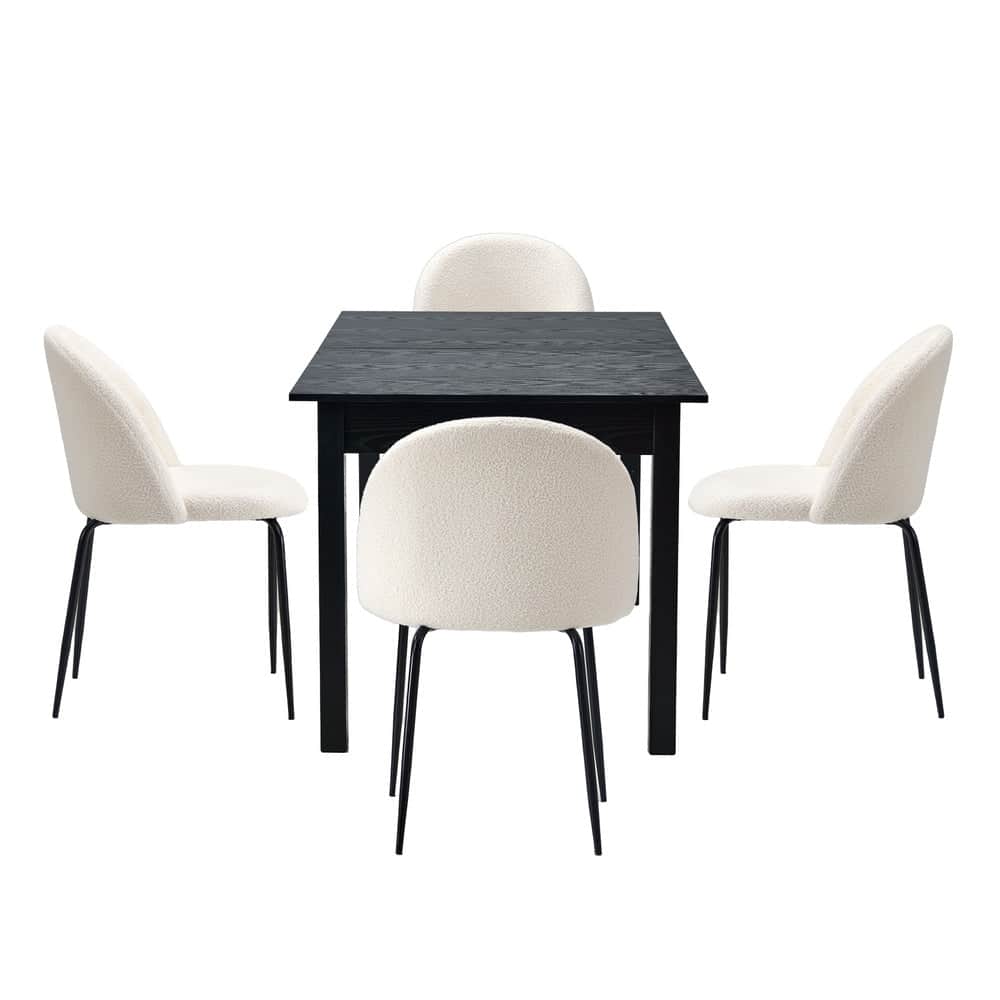 5PC & 7PC Modern Extendable Dining Table Set with Chairs Black & White
