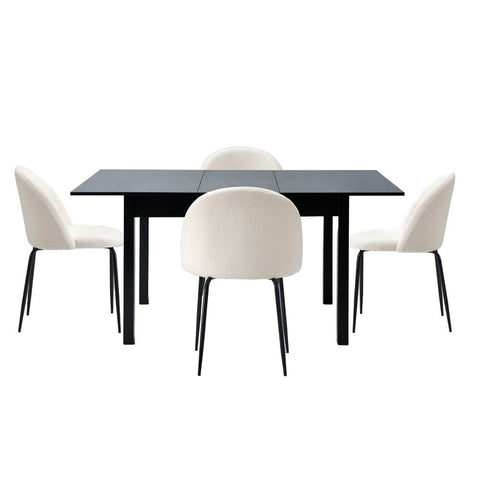 5PC & 7PC Modern Extendable Dining Table Set with Chairs Black & White