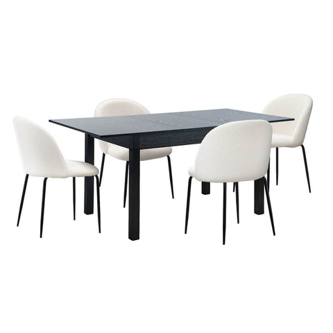 5PC & 7PC Modern Extendable Dining Table Set with Chairs Black & White