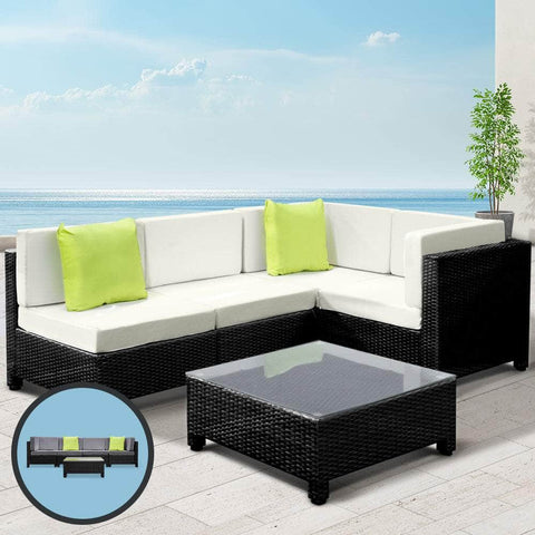 5PC Outdoor Furniture Sofa Set Lounge Setting Wicker Couches Garden Patio Pool