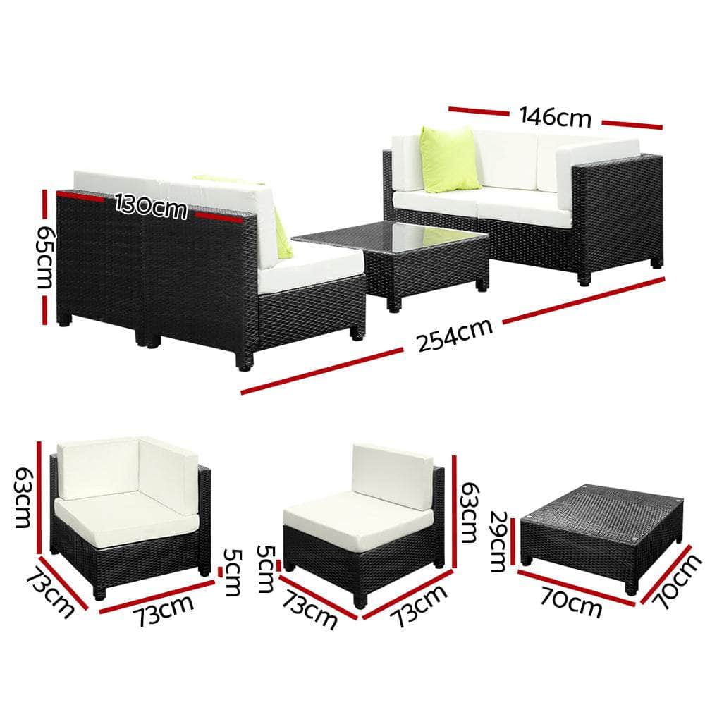 5PC Outdoor Furniture Sofa Set Lounge Setting Wicker Couches Garden Patio Pool