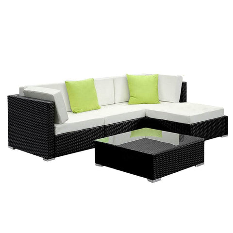 5Pc Sofa Set With Storage Cover Outdoor Furniture Wicker