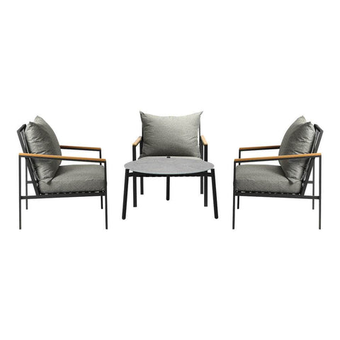 5PCS & 4PCS Outdoor Lounge Set Grey Rattan Chairs with 70cm Coffee Table Patio