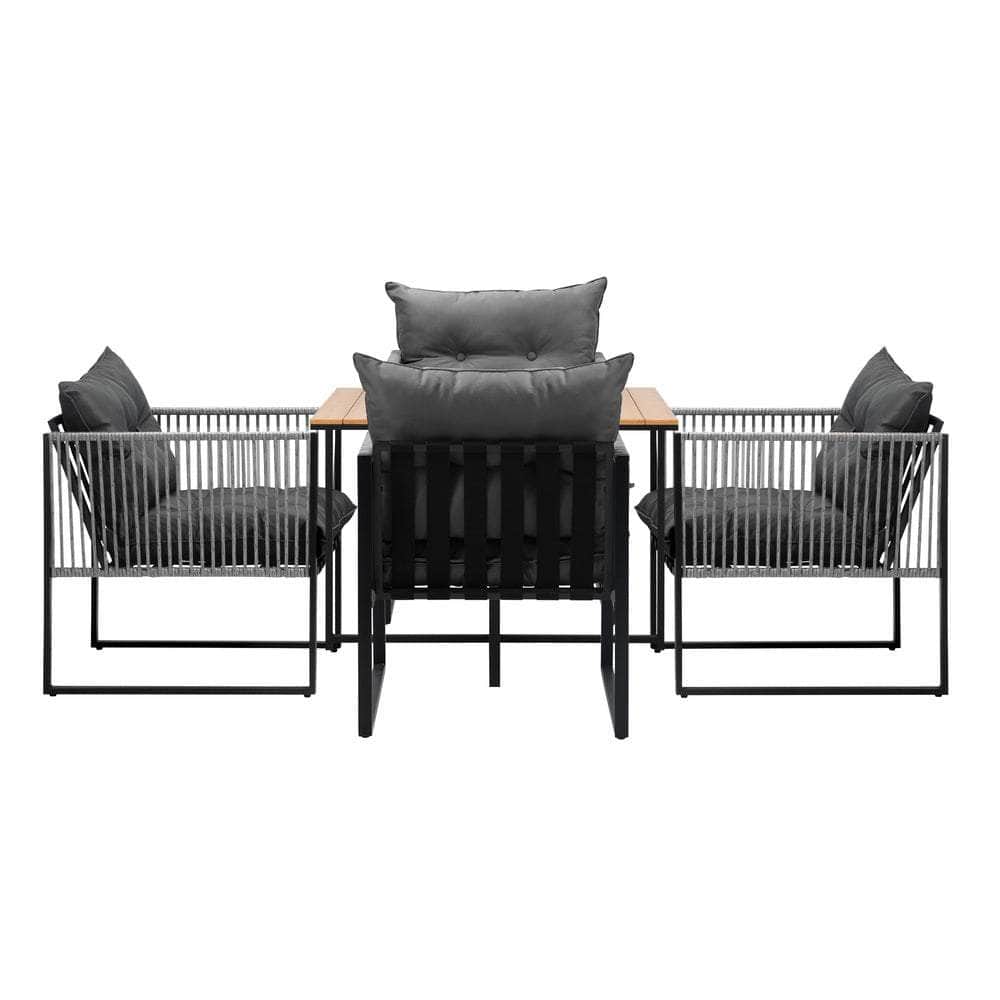 5PCS Outdoor Dining Set Garden Table Chairs with Cushions