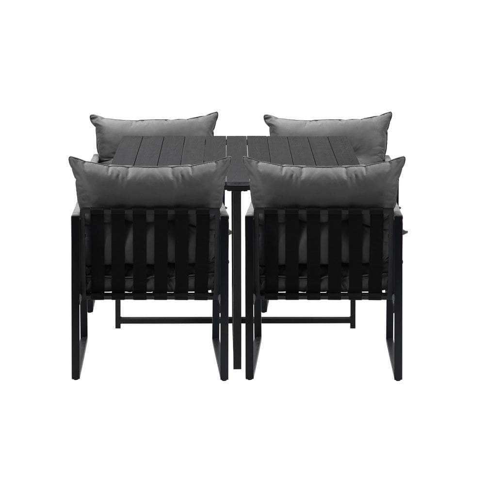 5PCS Outdoor Dining Set Garden Table Sofa Chairs with Cushions