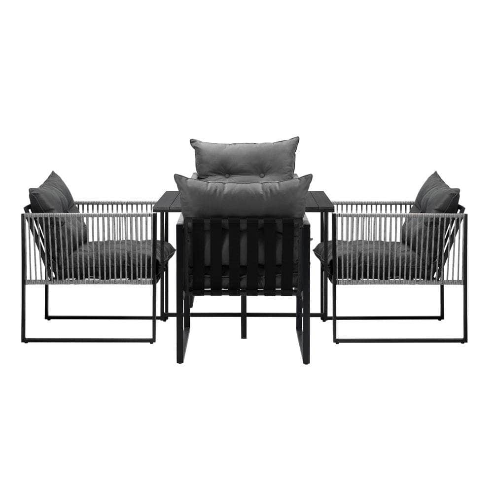 5PCS Outdoor Dining Set Garden Table Sofa Chairs with Cushions