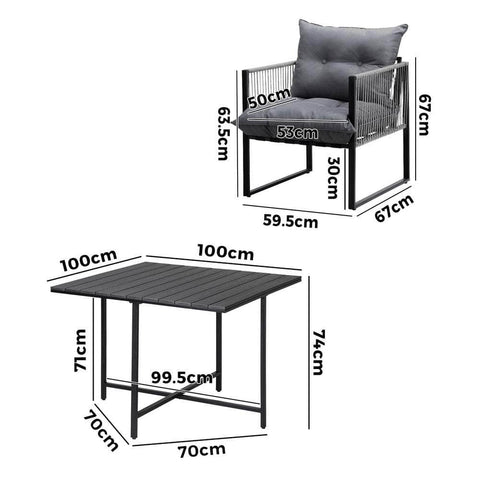 5PCS Outdoor Dining Set Garden Table Sofa Chairs with Cushions