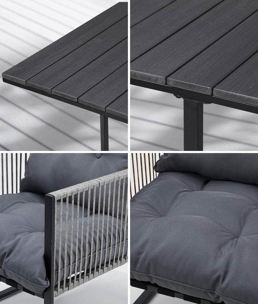 5PCS Outdoor Dining Set Garden Table Sofa Chairs with Cushions