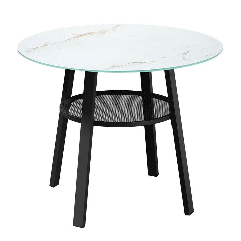 5PCS Outdoor Dining Set Round Table PE Wicker Chairs
