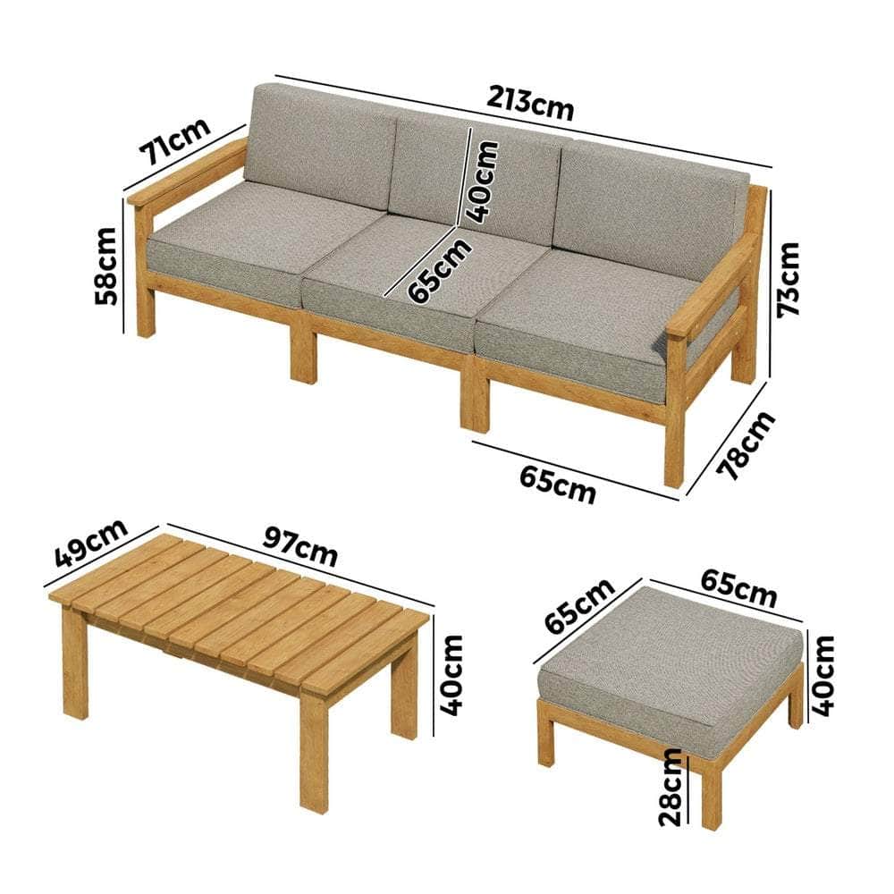 5PCS Outdoor Furniture Sofa Set Lounge Setting Patio Garden Rattan Chairs
