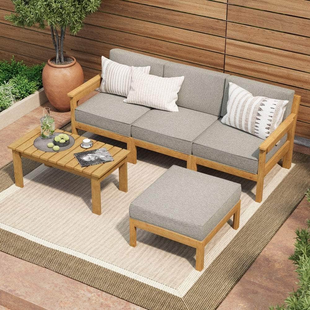 5PCS Outdoor Furniture Sofa Set Lounge Setting Patio Garden Rattan Chairs