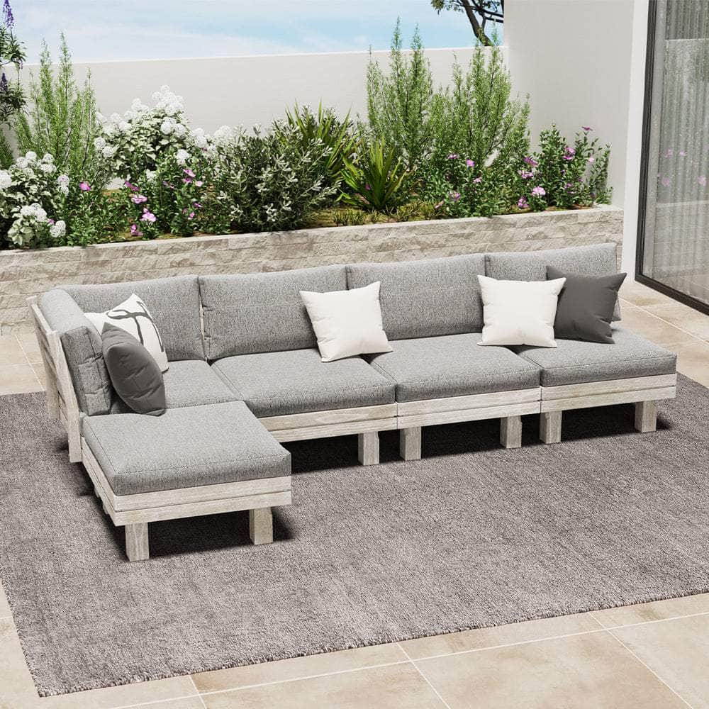 5PCS Outdoor Furniture Sofa Set Wooden Lounge Setting
