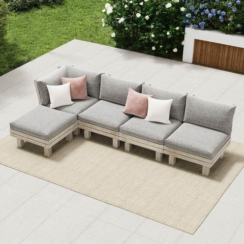 5PCS Outdoor Furniture Sofa Set Wooden Lounge Setting